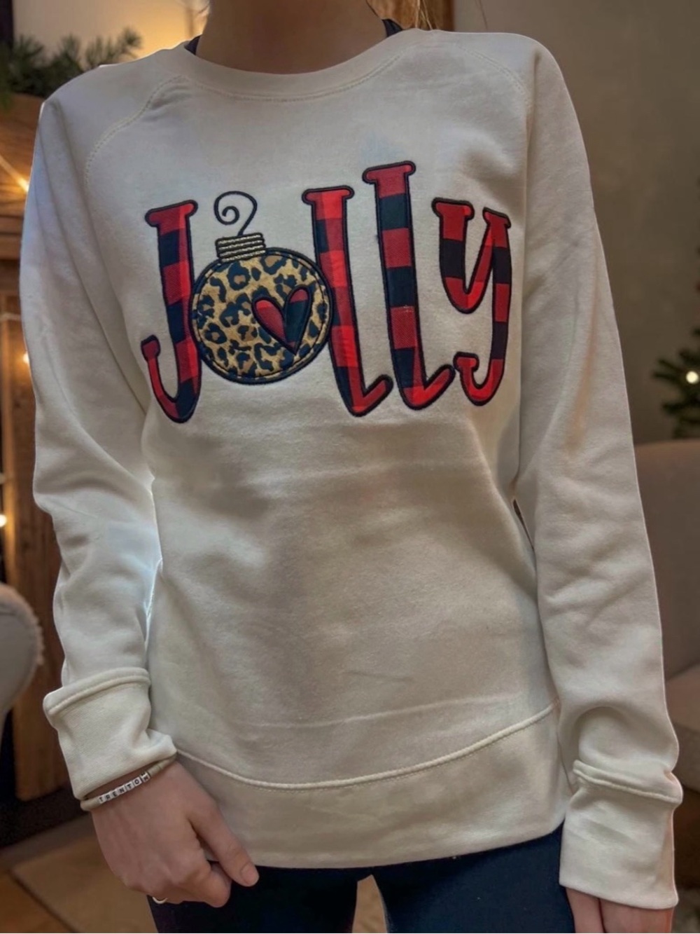 Royce Brand Leopard JÖLLY Appliquéd Christmas Slim Fit Sweatshirt Size Medium
